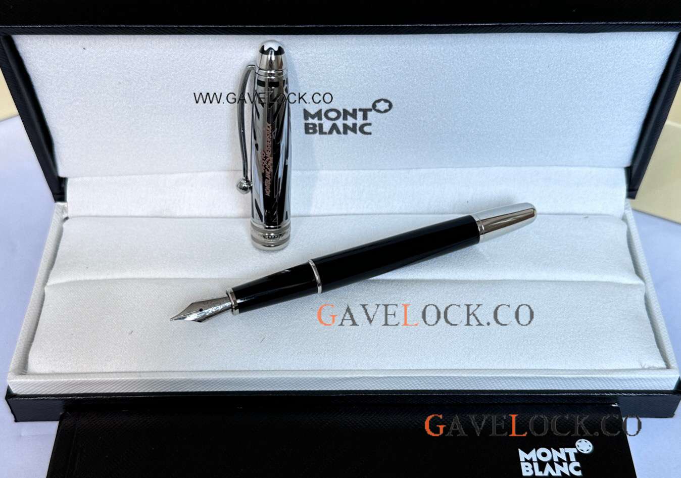 New Replica Montblanc 100th Meisterstück Black-Silver Fountain Pen